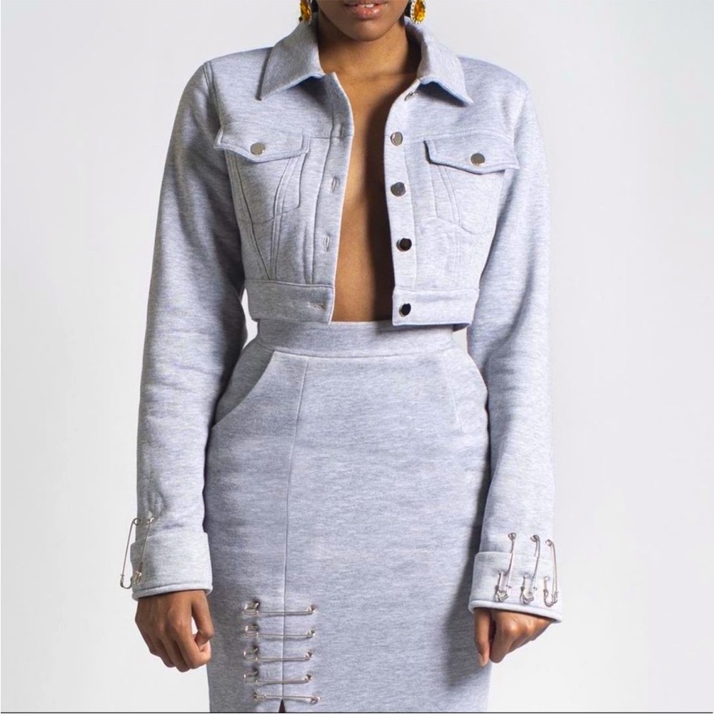 Hanifa Safety Pin Cropped Jacket